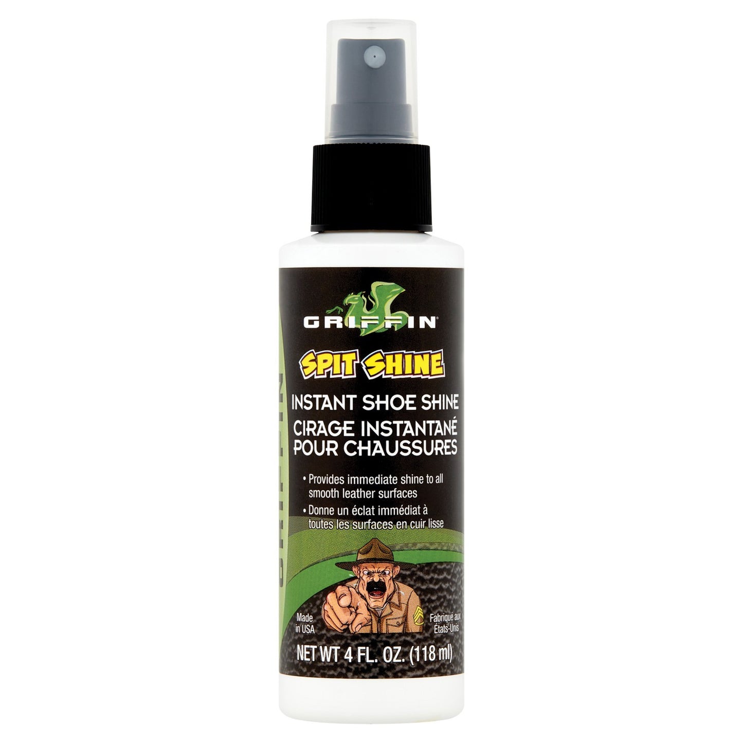 Griffin Spit Shine Instant Shoe Shine Spray 4 oz. Perfect For All Color Leathers