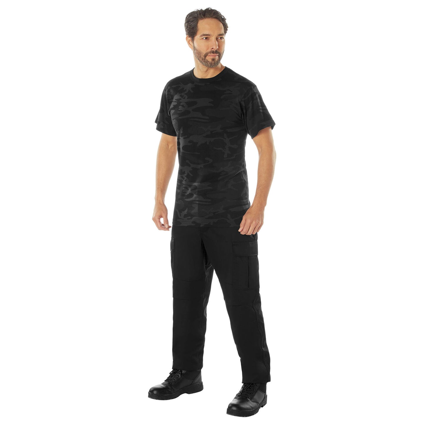 Rothco Men's Midnight Black Camo Tactical T-Shirt - Camouflage Fashion Tee