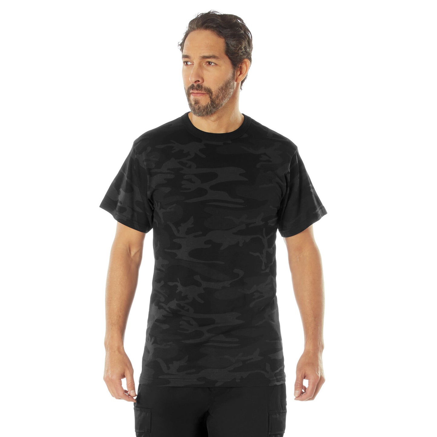 Rothco Men's Midnight Black Camo Tactical T-Shirt - Camouflage Fahion Tee