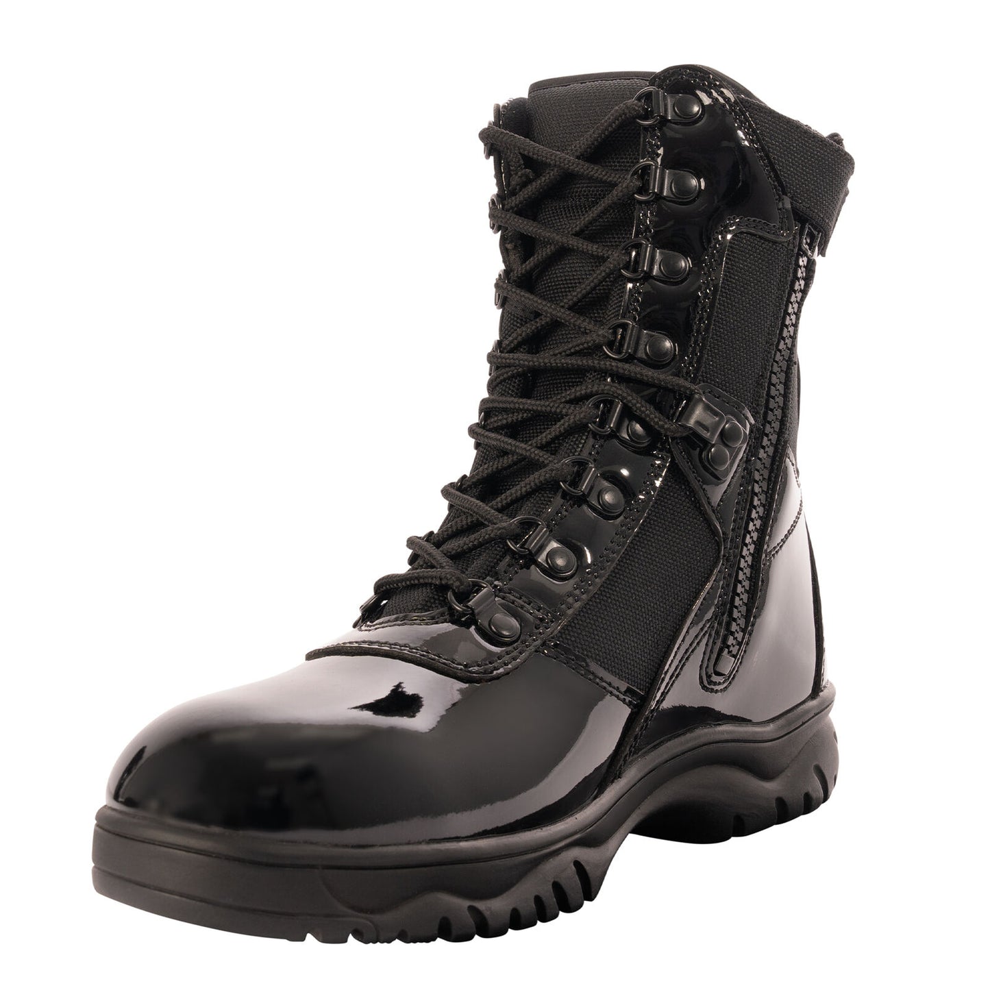 Forced Entry High-Gloss Tactical Boots with Side Zipper - 8 Inch Boot Height