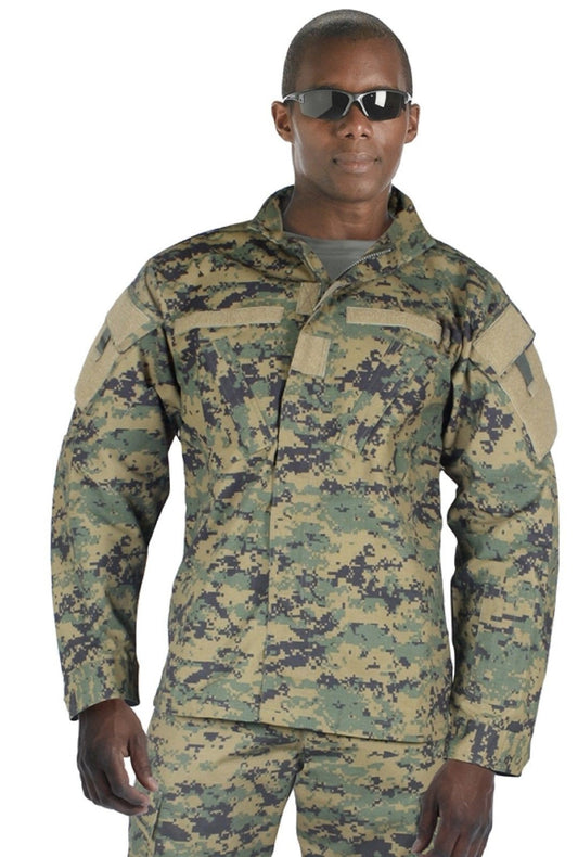 Mens Woodland Digital Camouflage GI Spec Army Combat Uniform Shirt