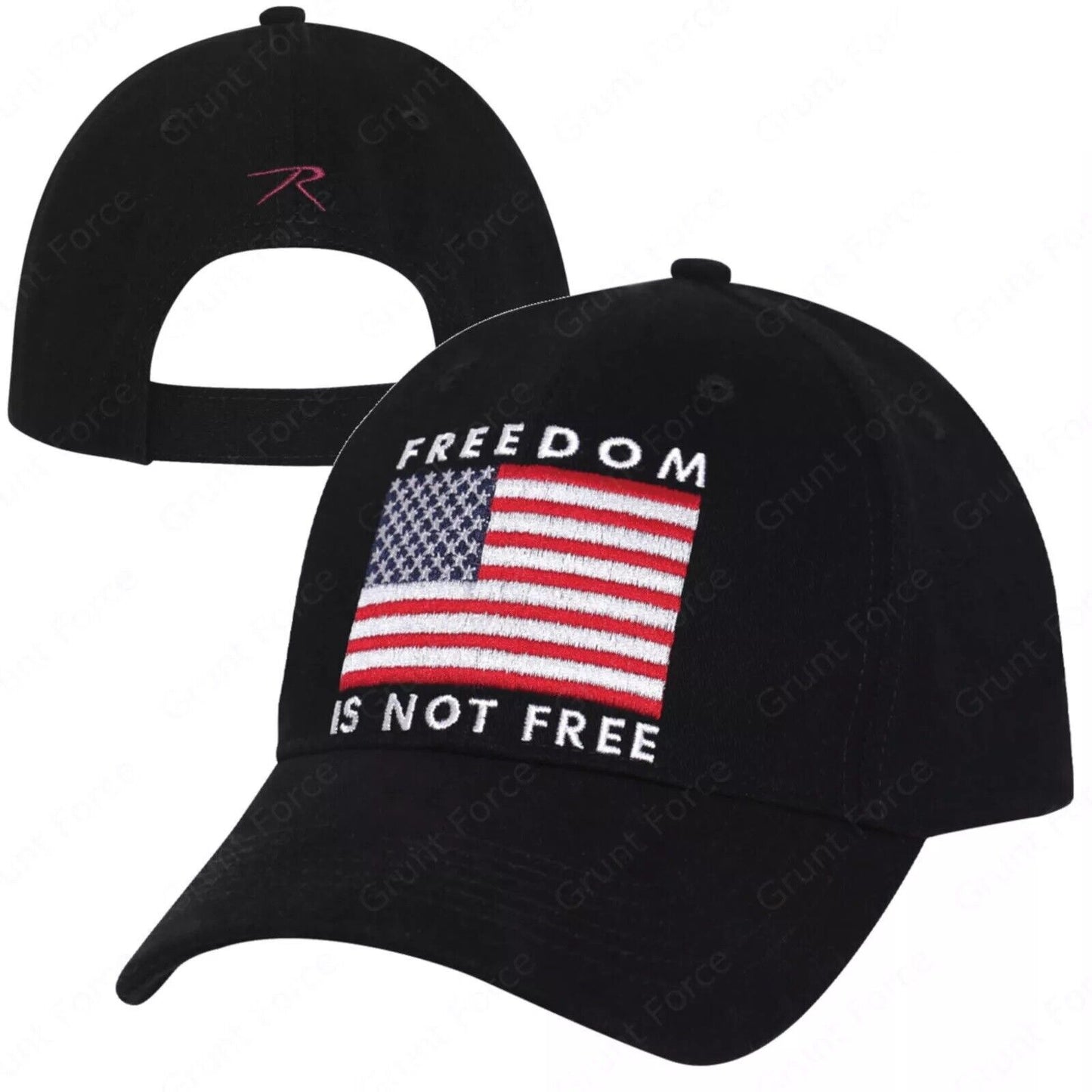 Rothco 'Freedom Is Not Free' Baseball Cap - Black Hat w/ US Flag