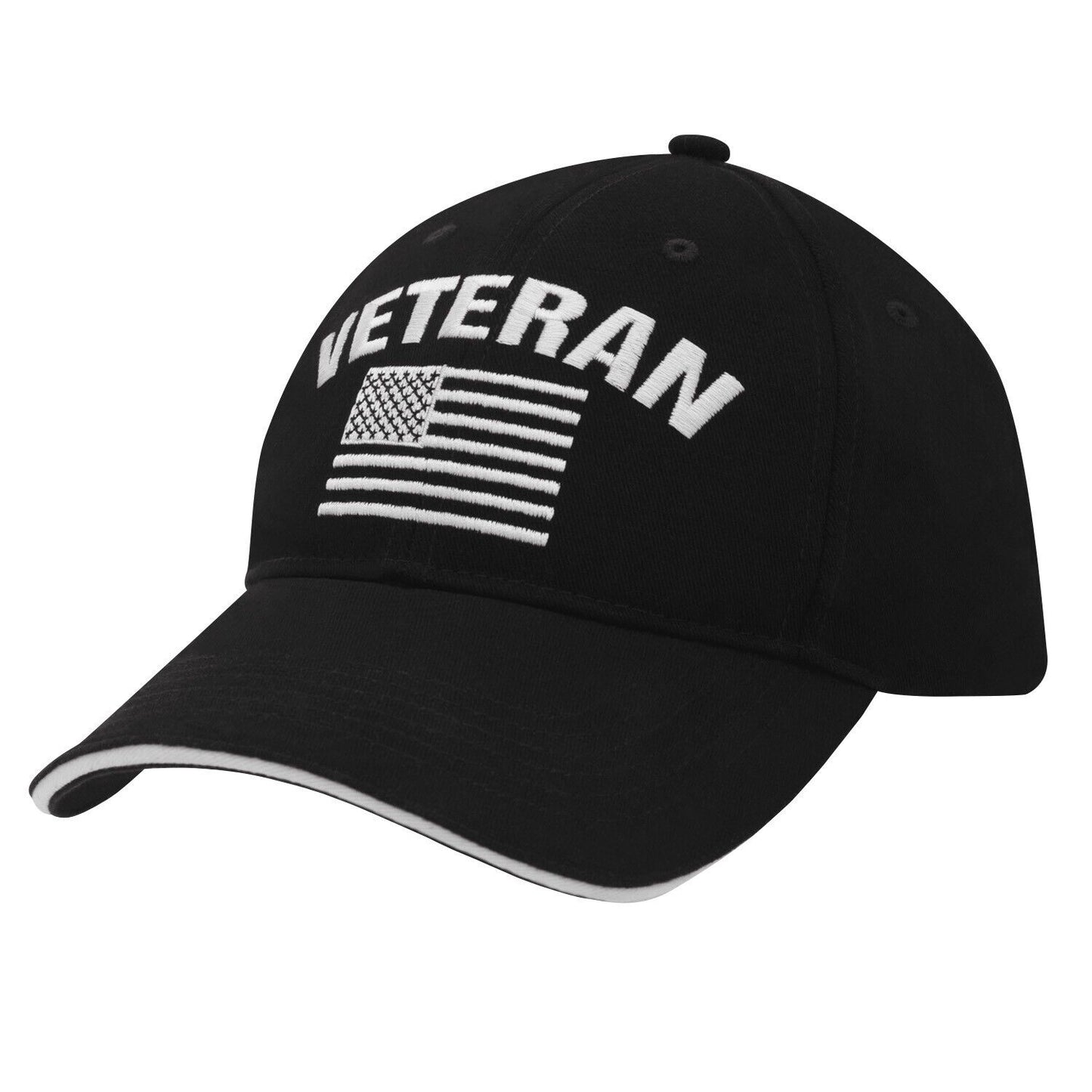 VETERAN Mid Profile Cap - Adjustable Black Baseball Style Hat