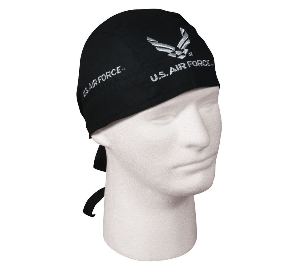 Black U.S. Air Force Headwrap Biker Cap With Ties Cotton – Grunt Force