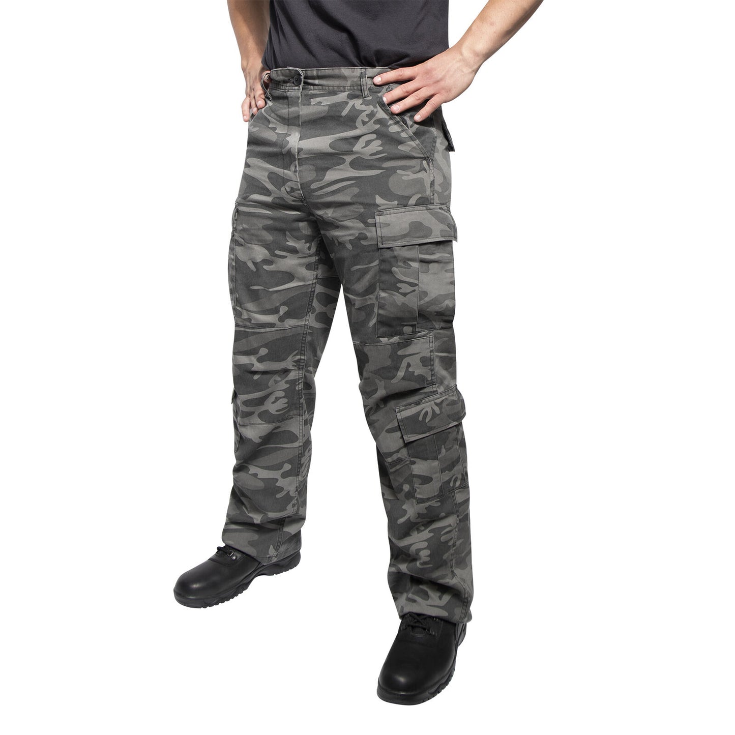 Men's Black Camo Paratrooper Fatigues - Rothco Vintage Style Camo Pants