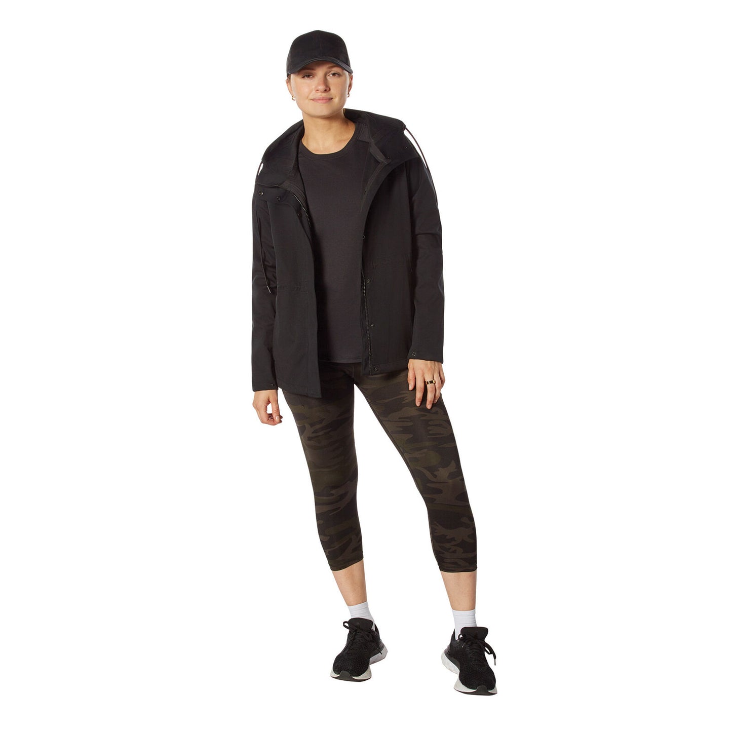 Women's Shadow Ops Black Waterproof Rain Jacket 100% Polyester Weatherproof Coat