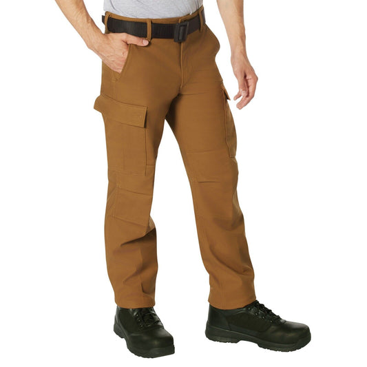 Men's Active Flex Fleece Lined Canvas Work Pants in Black or Work Brown