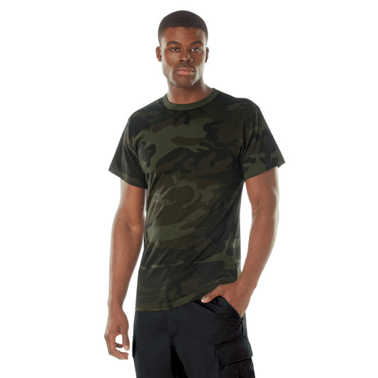Men's Midnight Woodland Camo T-Shirt - Stealth Ops Camouflage Short Sleeve Tee