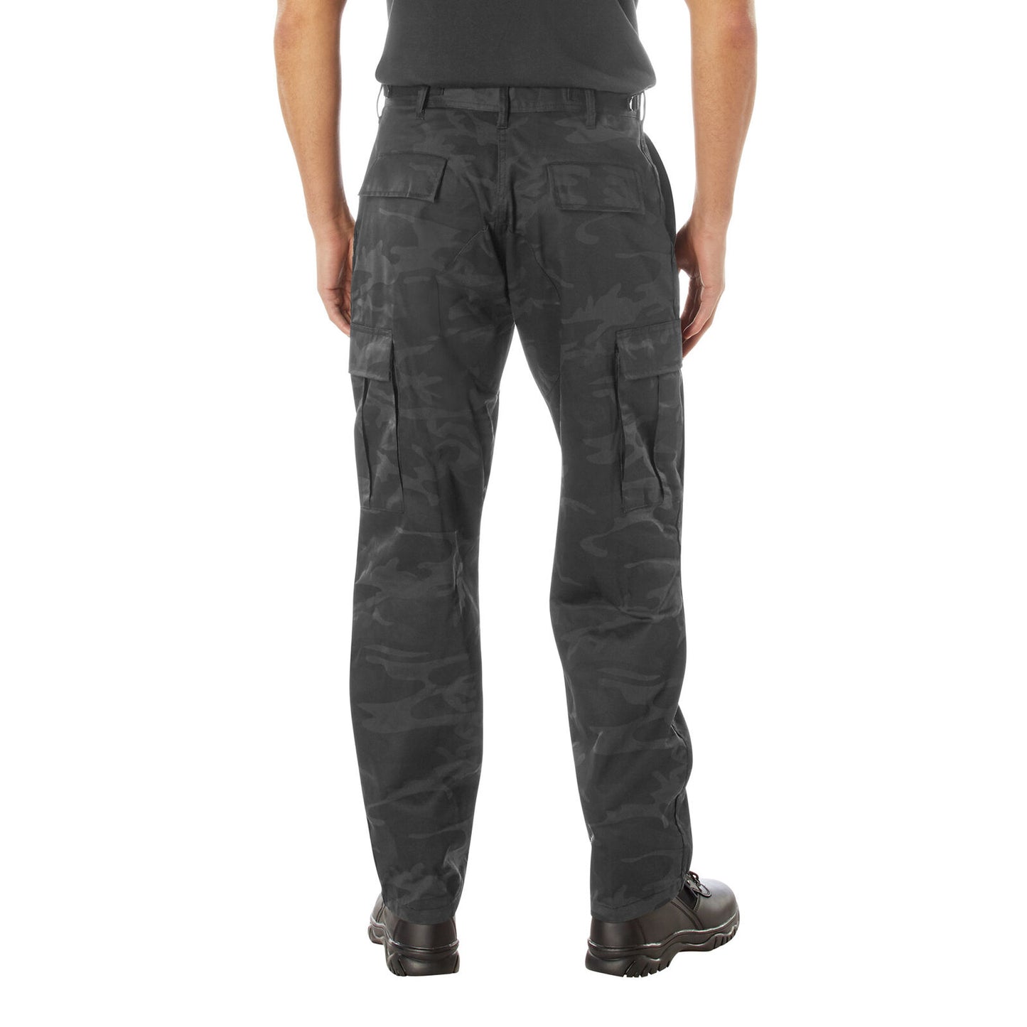 Midnight Black Camo Tactical BDU Pants Adjustable Fatigues