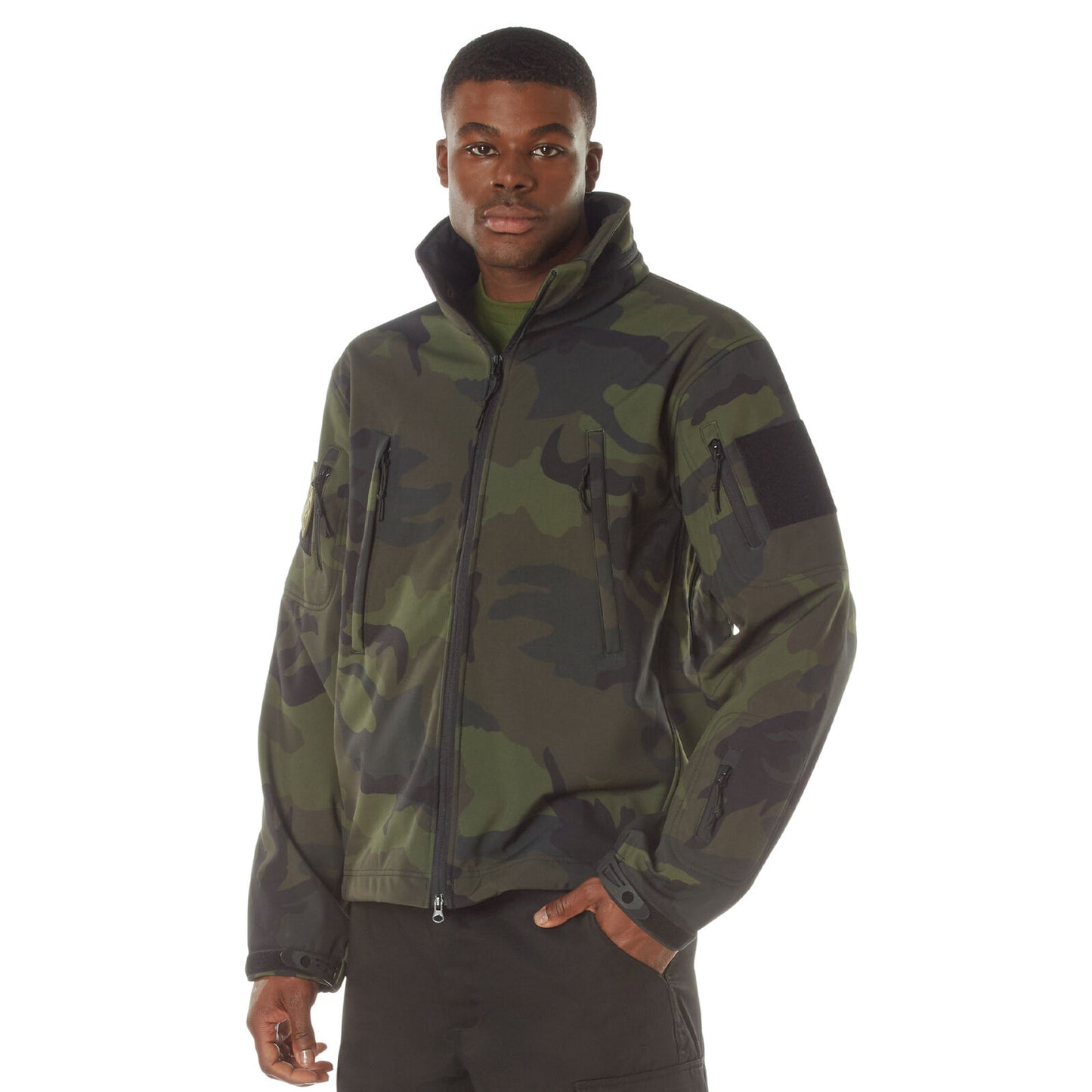 Midnight Woodland Camo Special Ops Soft Shell Jacket Tactical Waterproof Coat