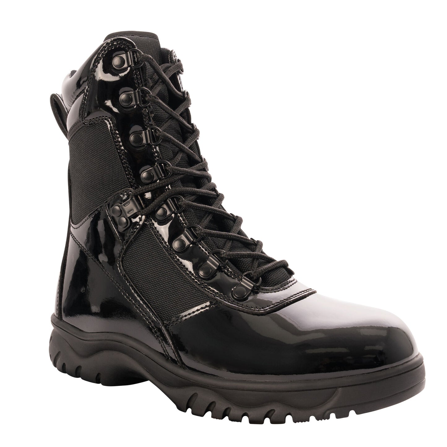 Forced Entry High-Gloss Tactical Boots with Side Zipper - 8 Inch Boot Height