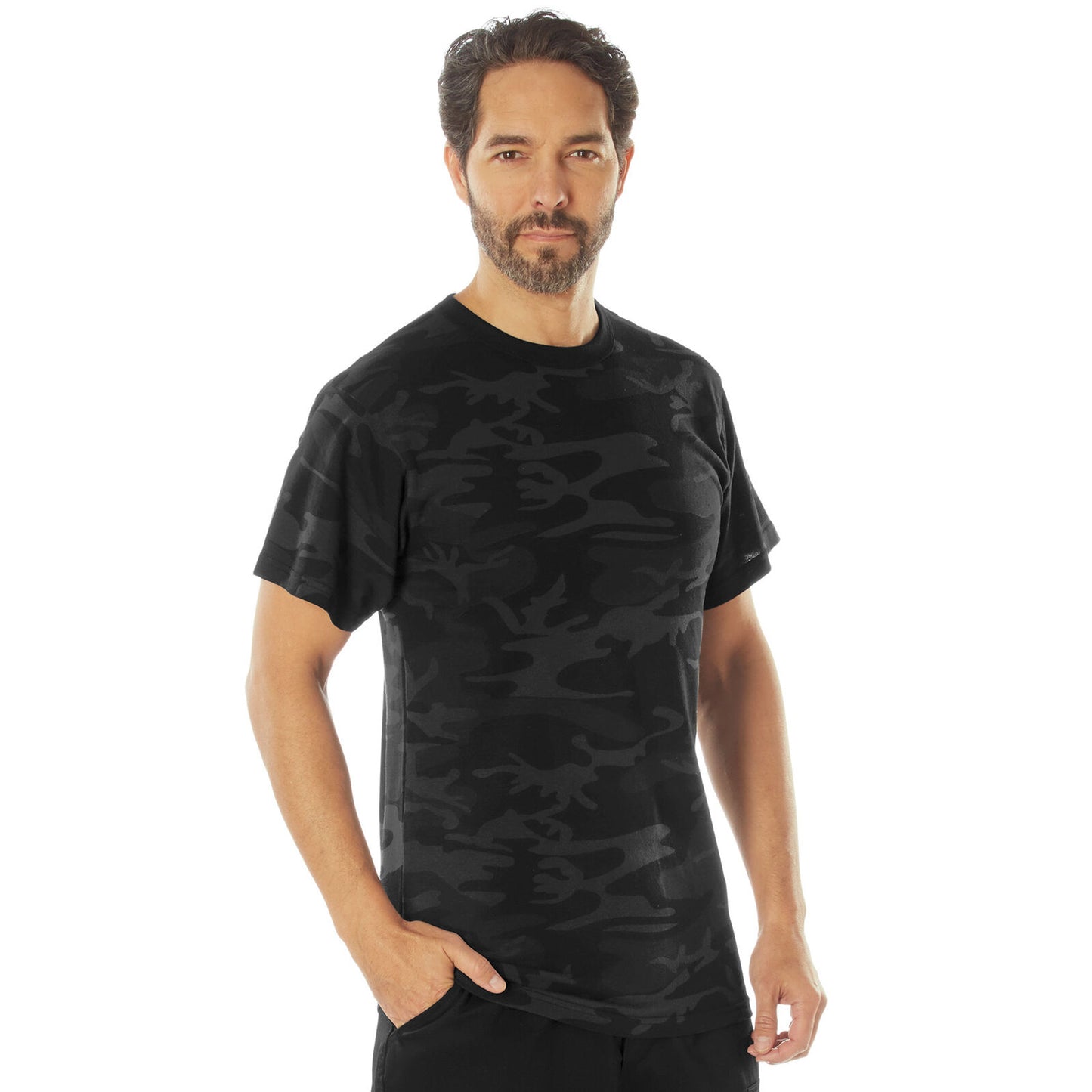 Rothco Men's Midnight Black Camo Tactical T-Shirt - Camouflage Fahion Tee