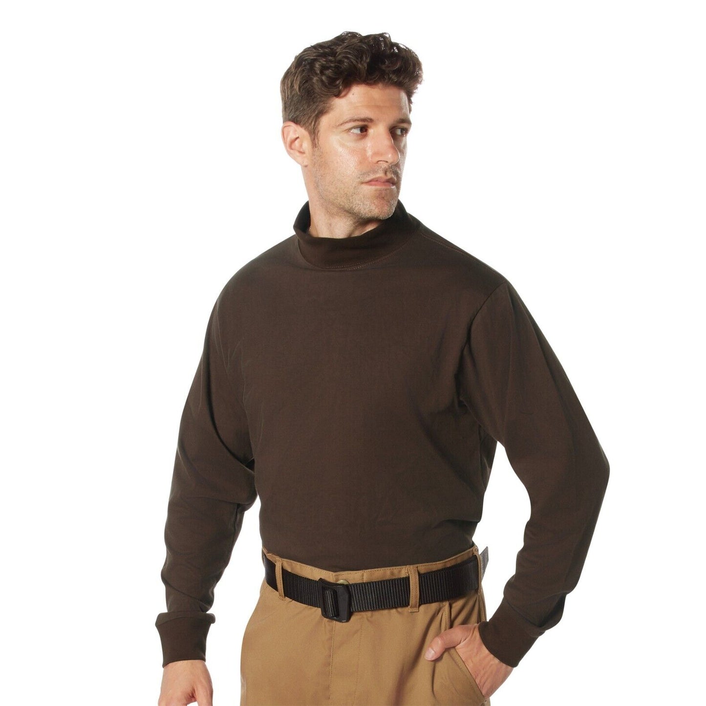 Men's Mock Turtleneck Shirt Comfort Fit Uniform Long Sleeve