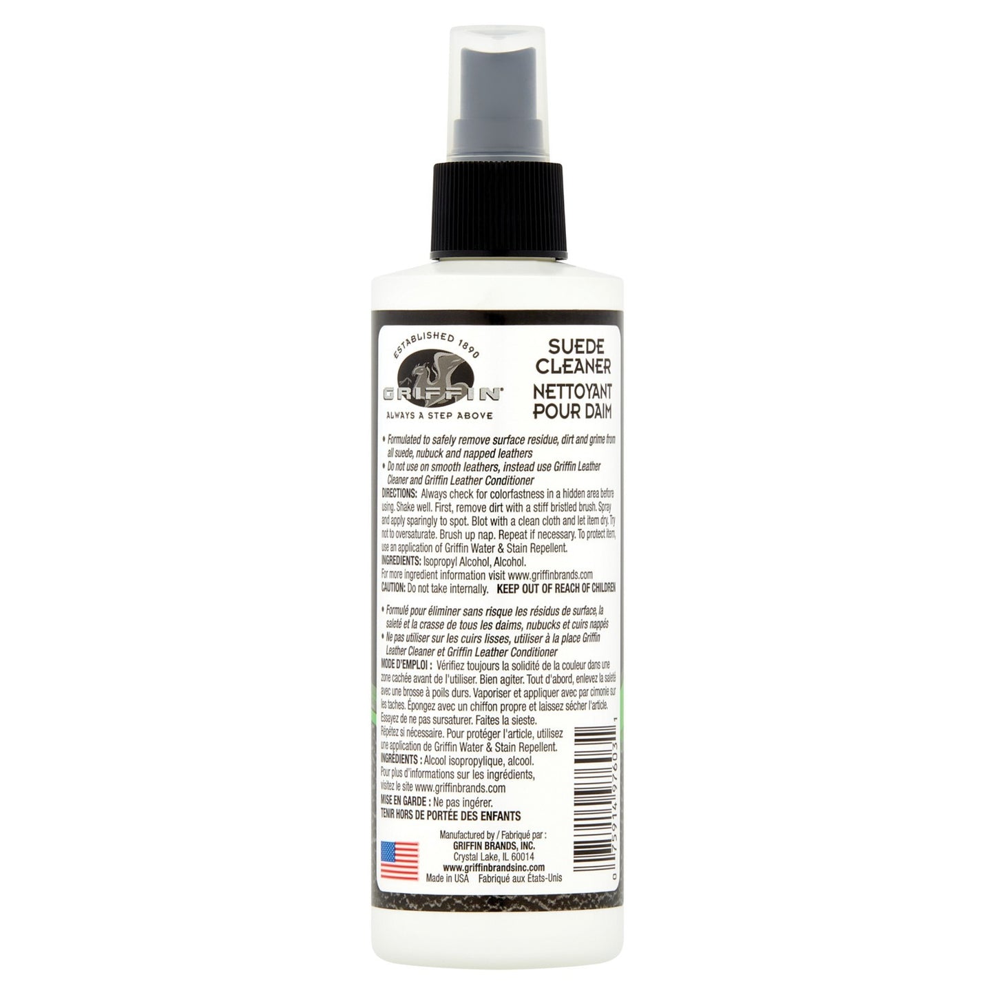 Griffin Suede Cleaner 8 FL OZ. (237g) - Cleans Without Discoloring or Damaging