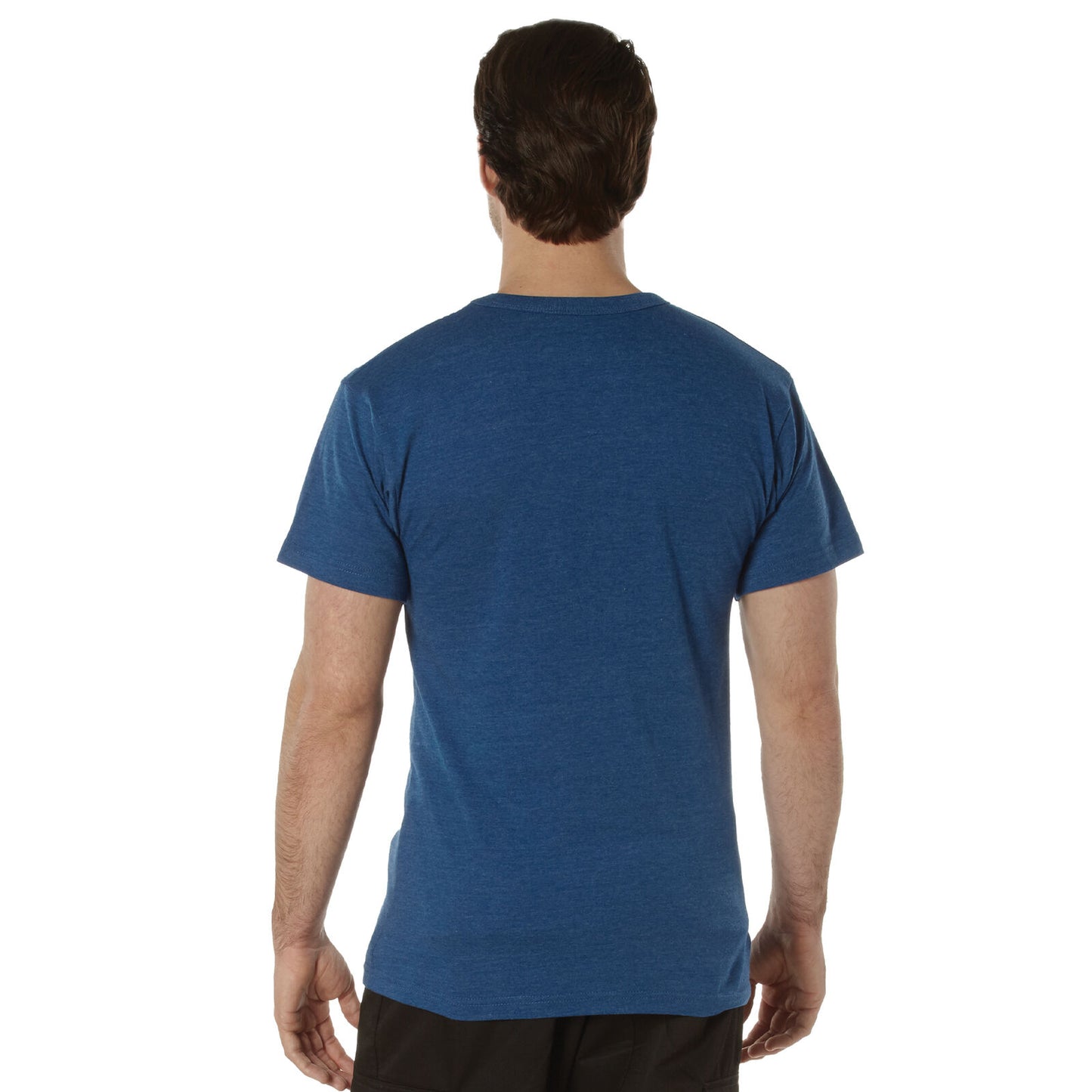 Men's Heather Blue Standard Fit T-Shirt Crew Neck Solid Color Poly Cotton Tee