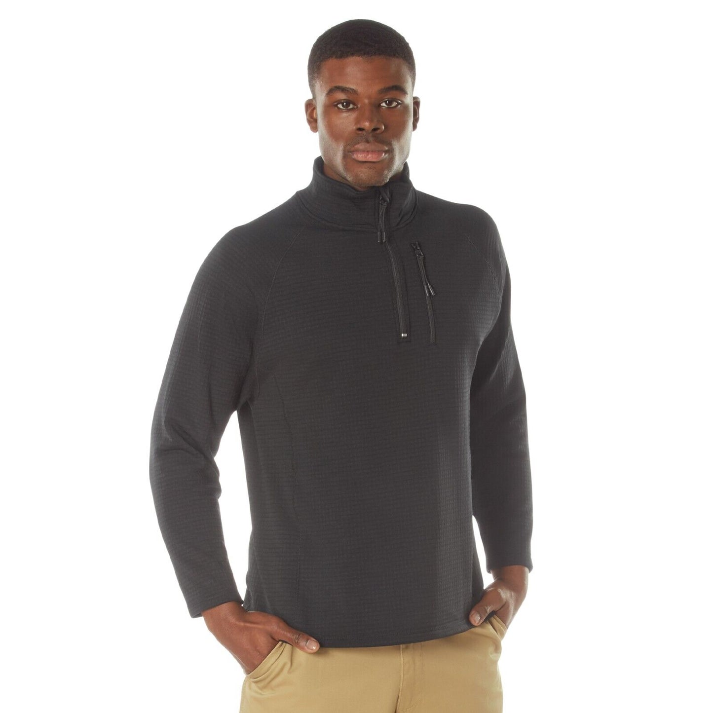 Men's Grid Fleece Qurarter-Zip Pullover Sweatshirt Breathable & Flexible