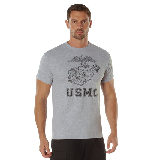 Vintage Style USMC Grey T-Shirt Mens Globe & Anchor Tee Shirt