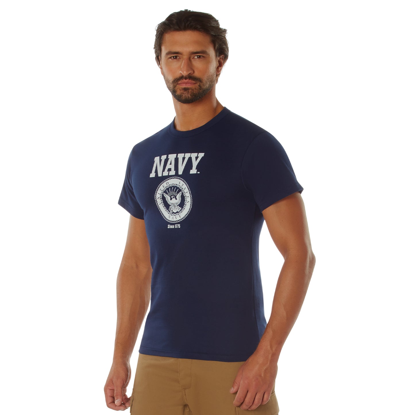 Mens USA Navy Emblem Tee Shirt - Rothco Dark Blue US NAVY TShirts