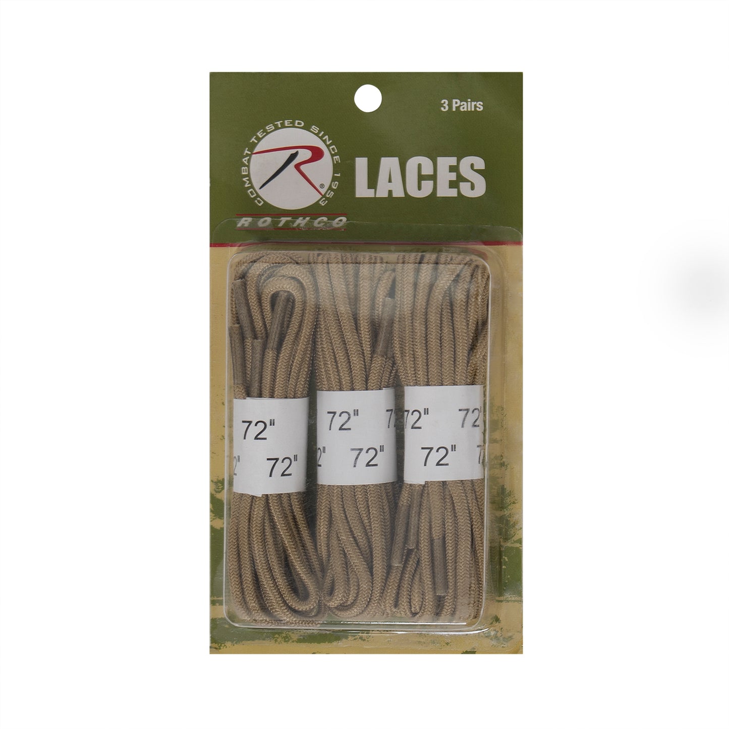 72" Black Shoe Laces or Desert Tan Shoelaces - Nylon & Great for Boots - 3 PAIRS