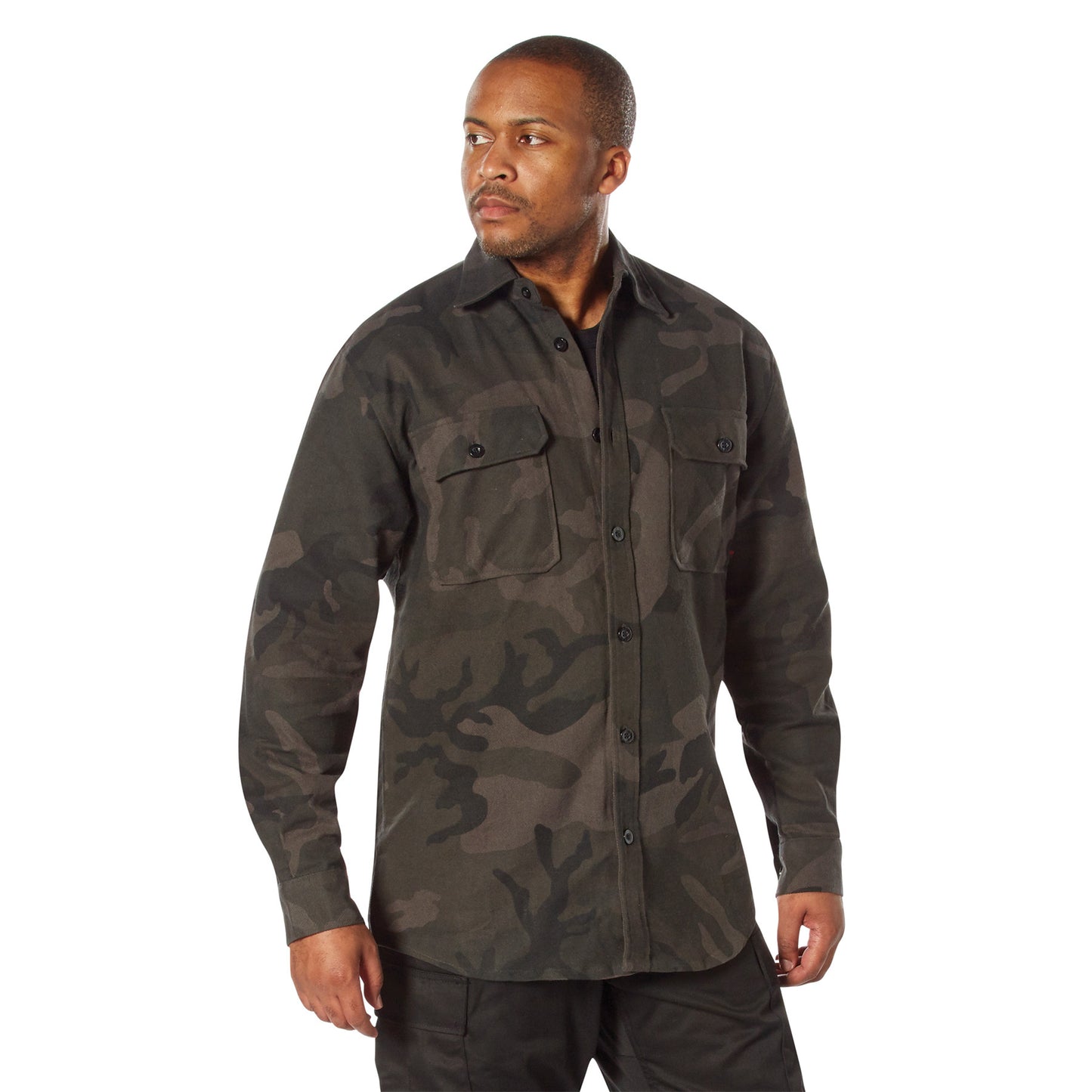 Midnight Camo Flannel Shirts Outdoor Long Sleeve Heavyweight Button-Down Top