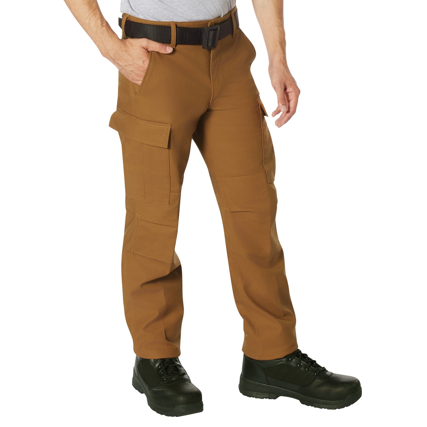 Men's Active Flex Fleece Lined Canvas Work Pants in Black or Work Brown