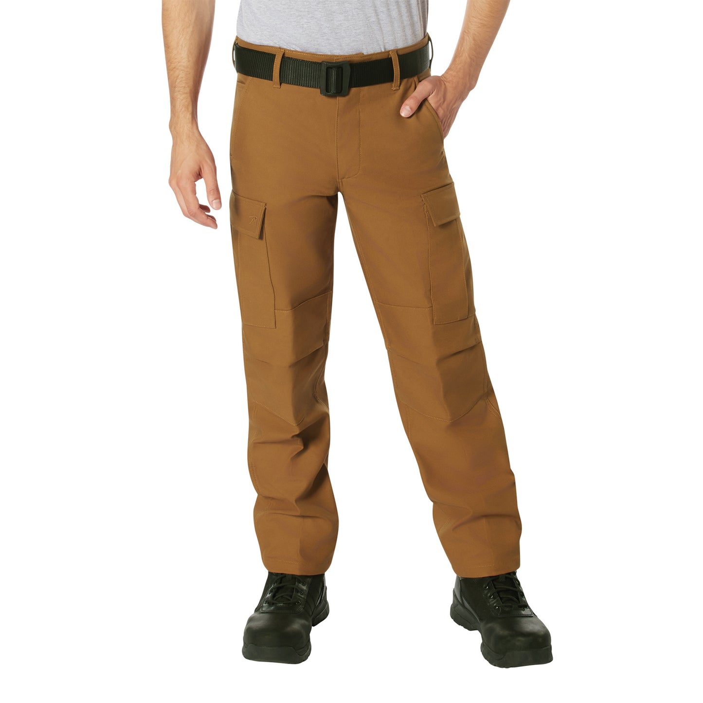 Men's Active Flex Fleece Lined Canvas Work Pants in Black or Work Brown