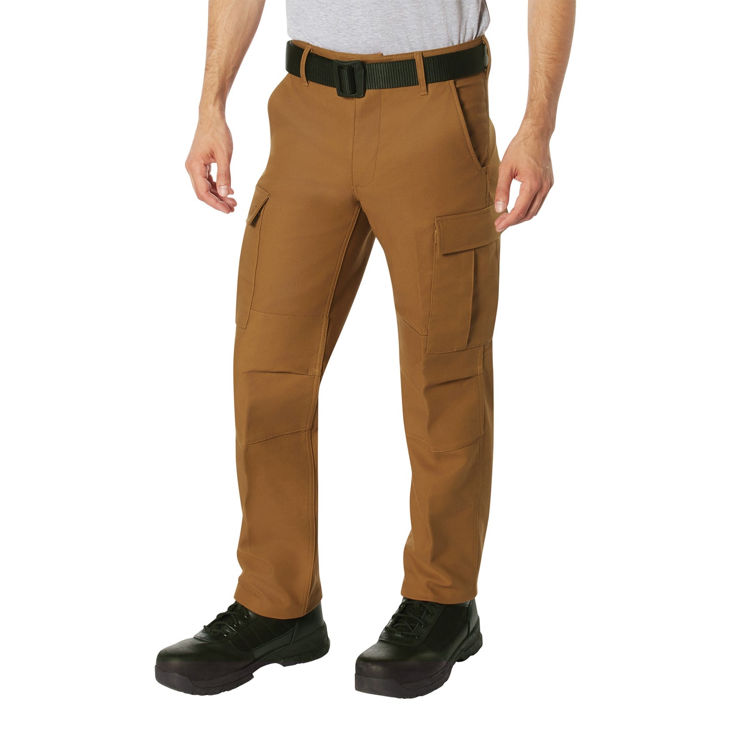 Men's Active Flex Fleece Lined Canvas Work Pants in Black or Work Brown
