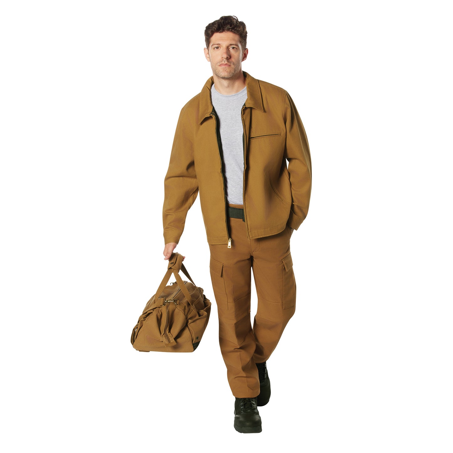 Men's Active Flex Fleece Lined Canvas Work Pants in Black or Work Brown
