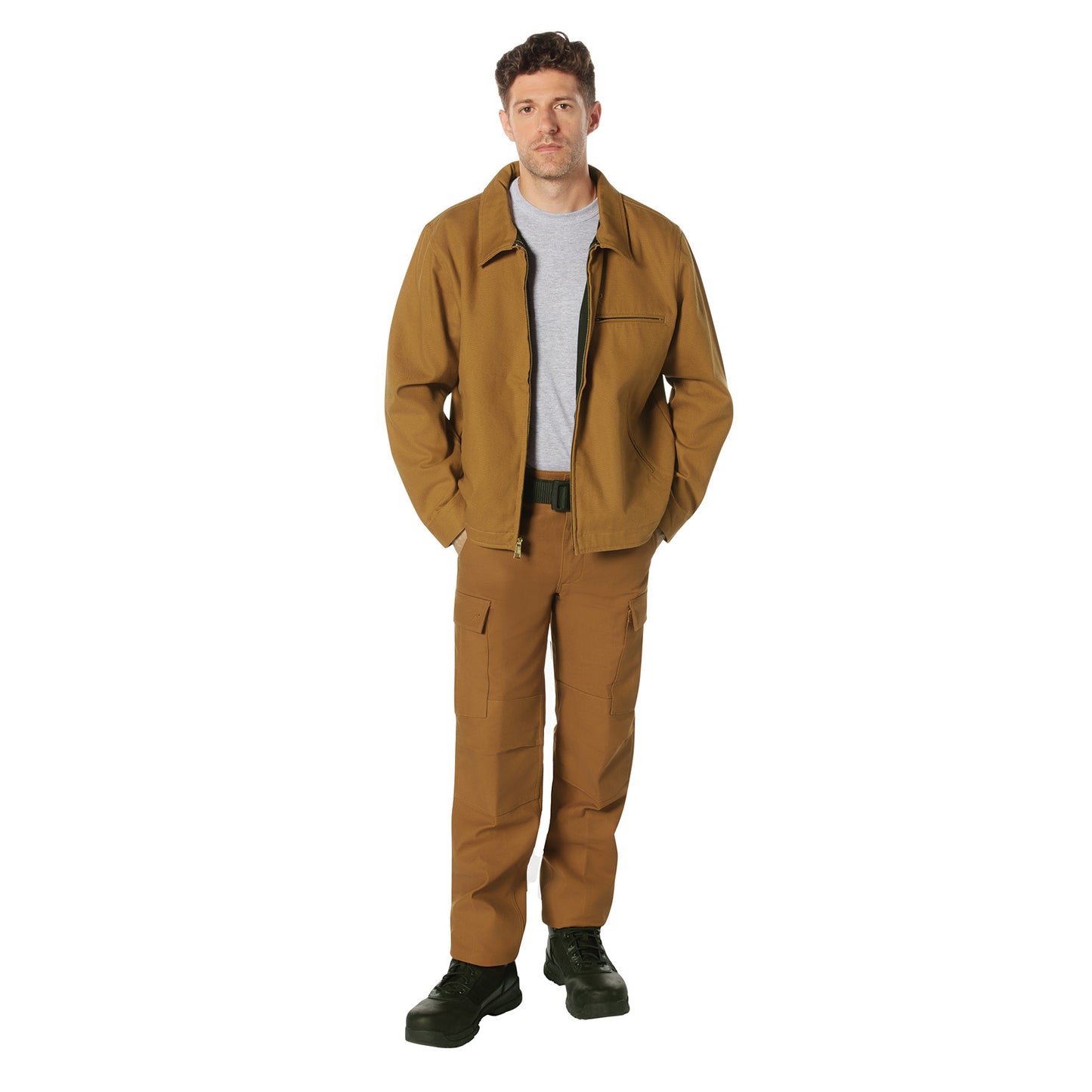 Men's Active Flex Fleece Lined Canvas Work Pants in Black or Work Brown