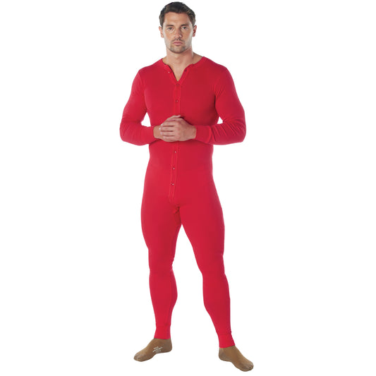 The Original Red Union Suit 100% Cotton One Piece Coverall / Long John Underwear