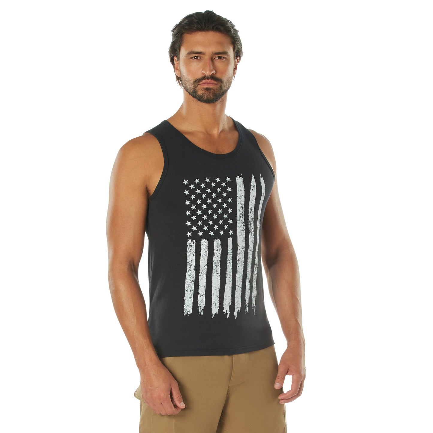 Rothco Men's Black Tank Top w/ Vertical Distressed US Flag