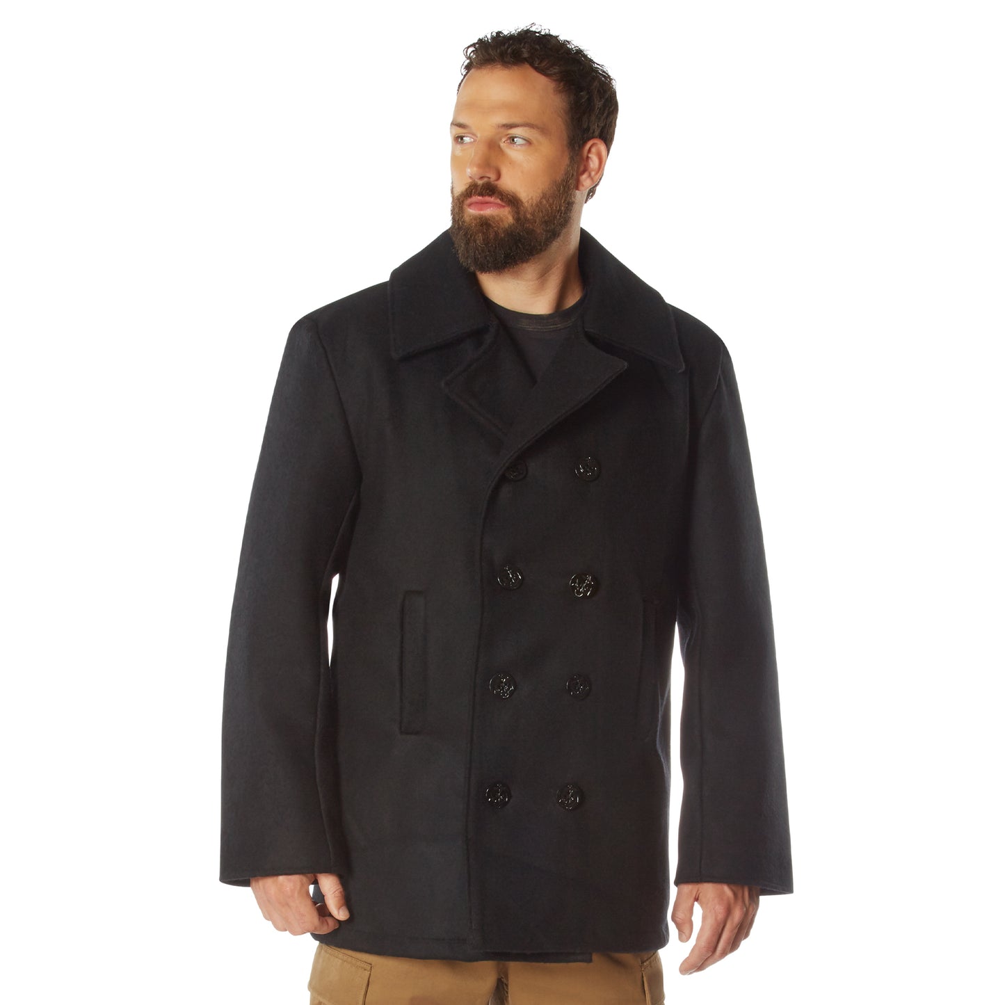 US Navy Type Black Or Navy Blue Wool Blend Peacoat