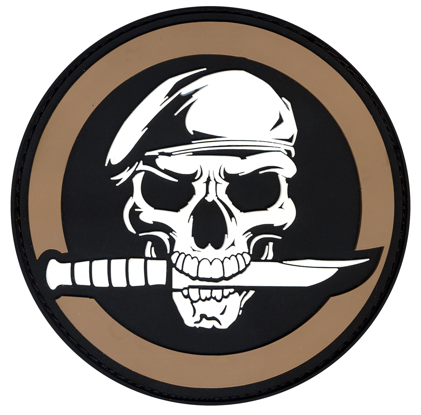 Skull & Knife PVC Morale Patch - Velcro Type Hook-Back Tactical Patches