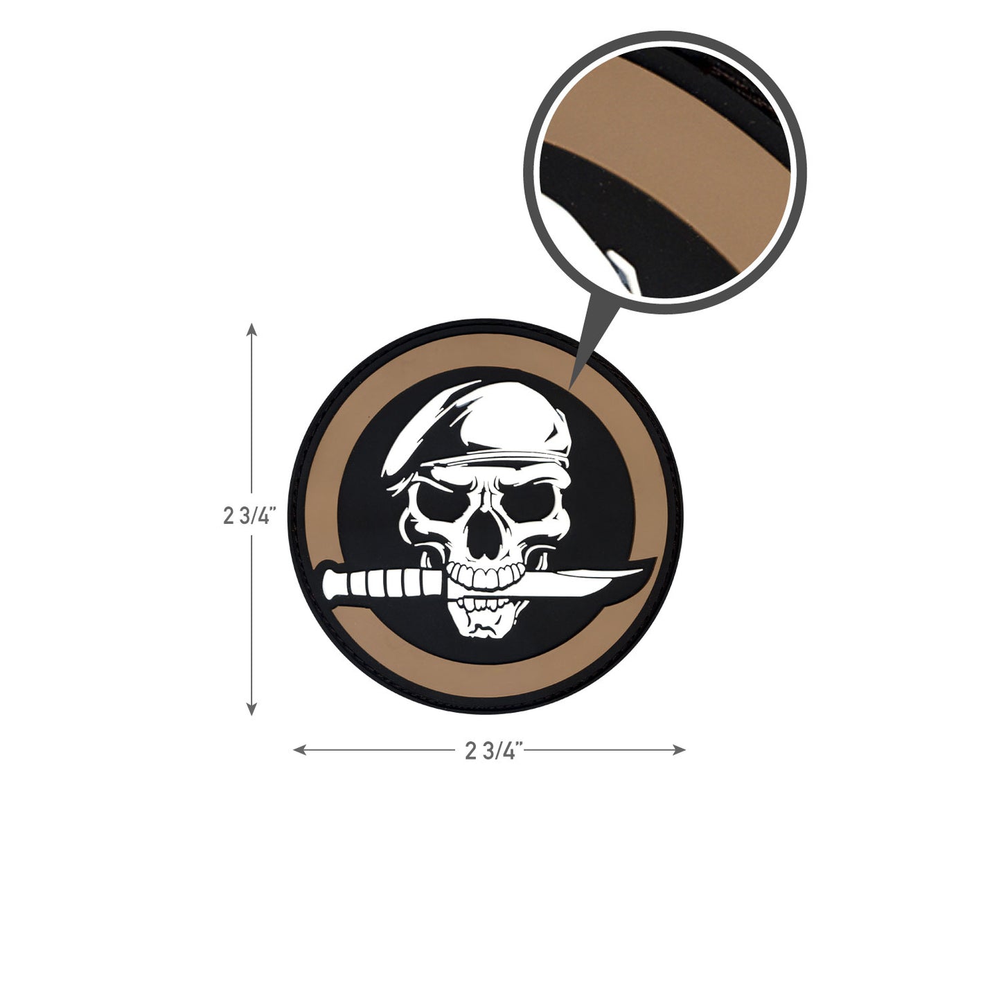 Skull & Knife PVC Morale Patch - Velcro Type Hook-Back Tactical Patches