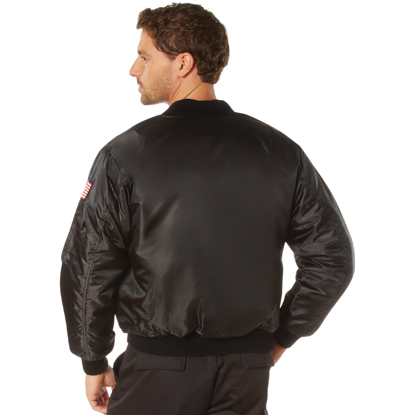 Reversible MA-1 Flight Jacket in Black With NASA Patches
