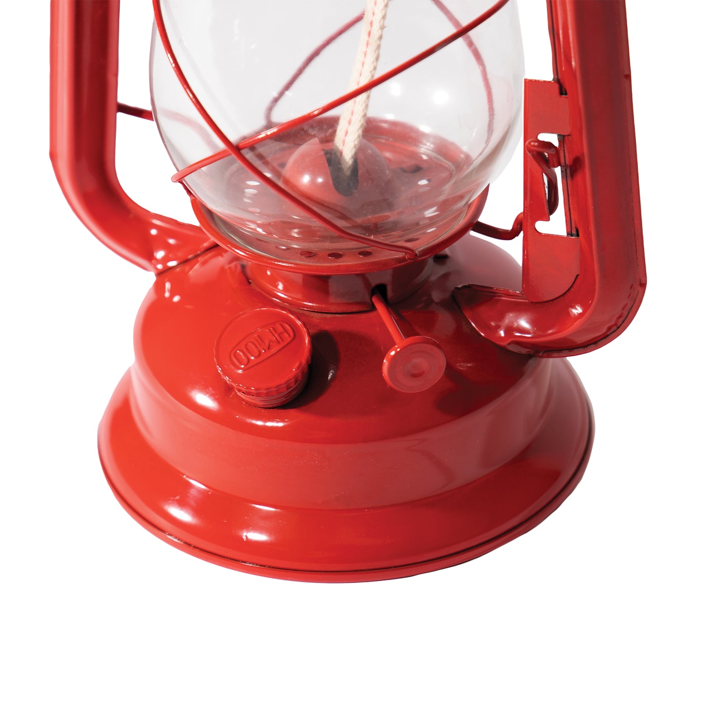 12" Kerosene Lantern With Glass Globe - Red - Adjustable Wick - Camping, Hiking