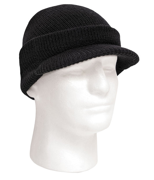100% Wool Radar Watch Cap with Brim - US Made