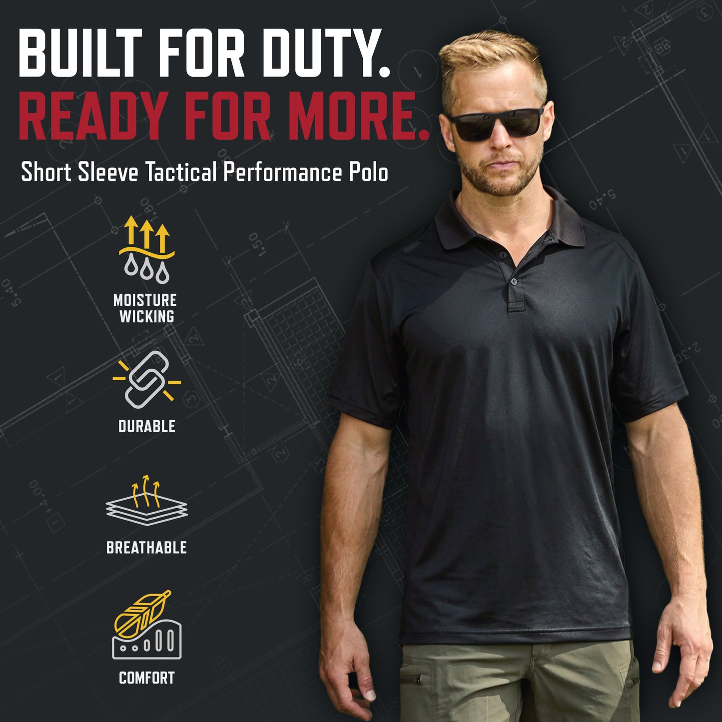 Rothco Men's Short Sleeve Tactical Performance Polo Active Duty Golf Work Shirt