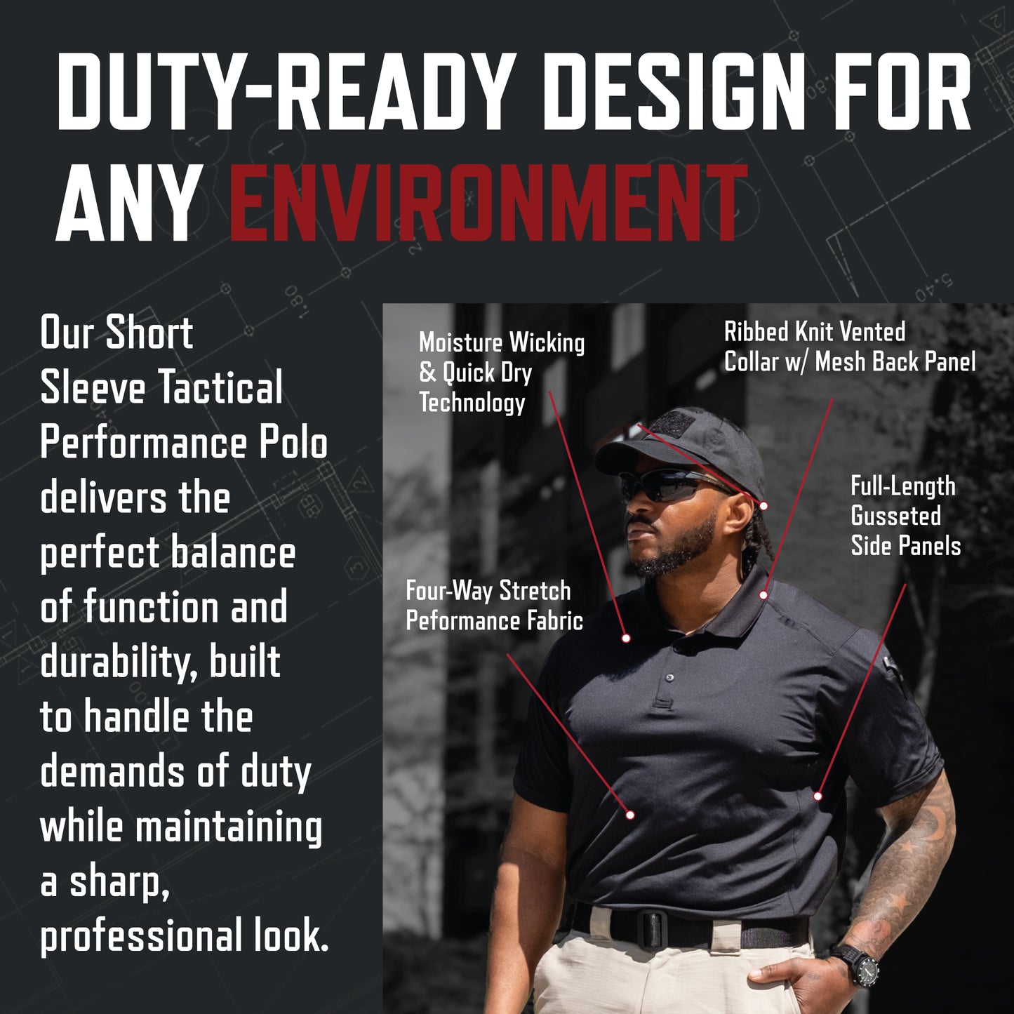 Rothco Men's Short Sleeve Tactical Performance Polo Active Duty Golf Work Shirt