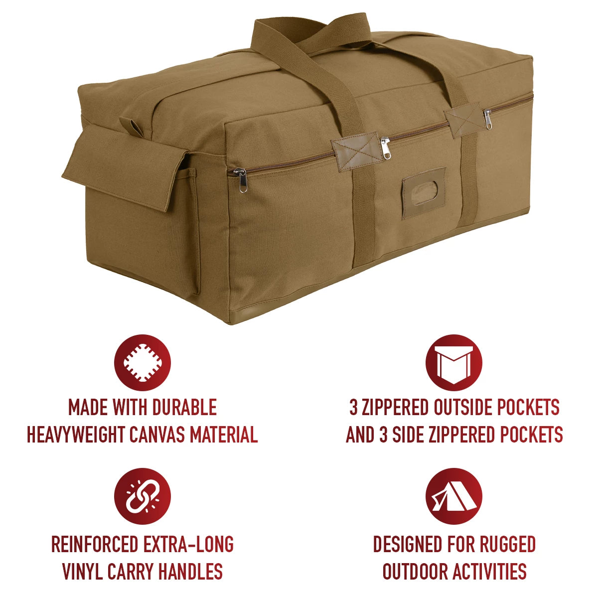 Coyote Brown Canvas Israeli Type Duffle Bag - Extra Large Army Gear Bag