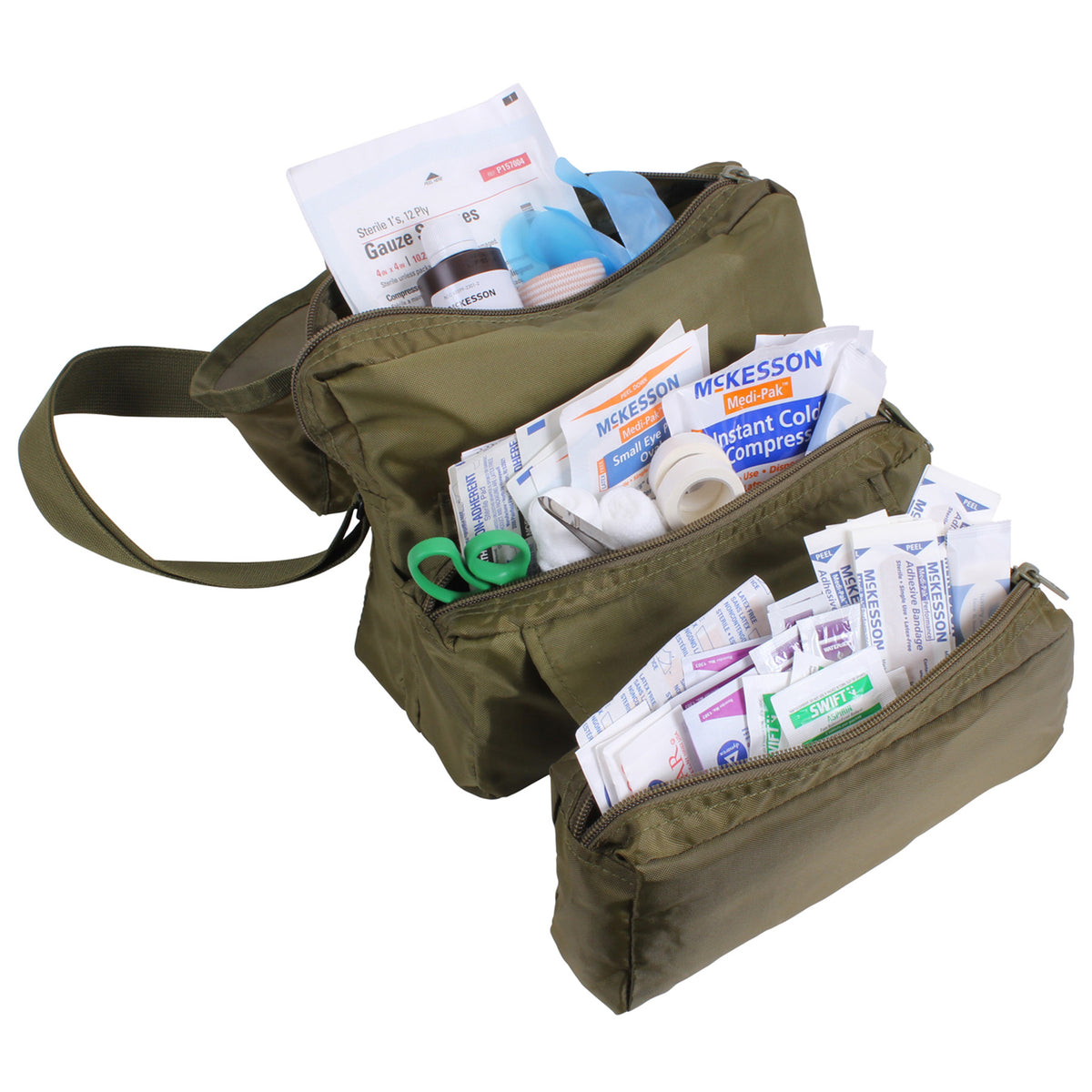 G Code Med Kit G.I. Style Medical Kit Bag - OD GI Type Med Kit Bag - 3 Zippered Secti ...