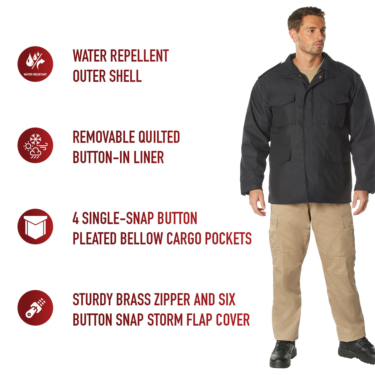 Men's Long Length M-65 Field Jacket in Winter Coat