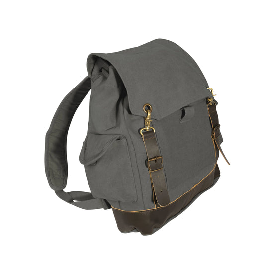 Rothco Vintage Expedition Rucksack - Charcoal Grey Cotton Canvas Backpack 8707