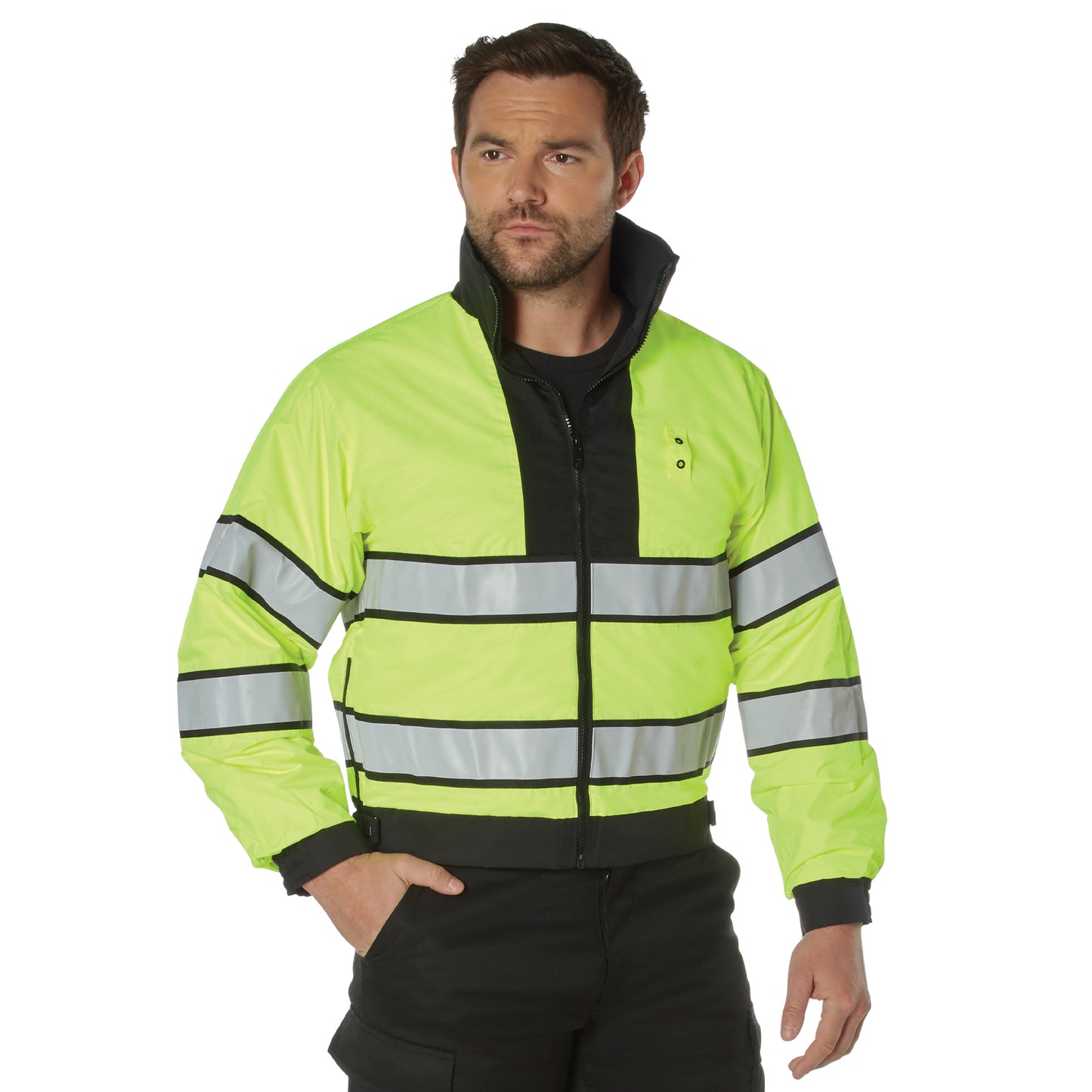 Reversible Hi-Visibility Yellow and Black Uniform Jacket