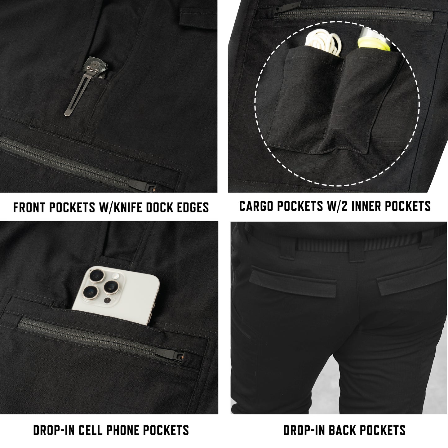 Rothco Men's 12-Pocket Frontline Series Patrol Pants in Black, Dark Navy, Khaki