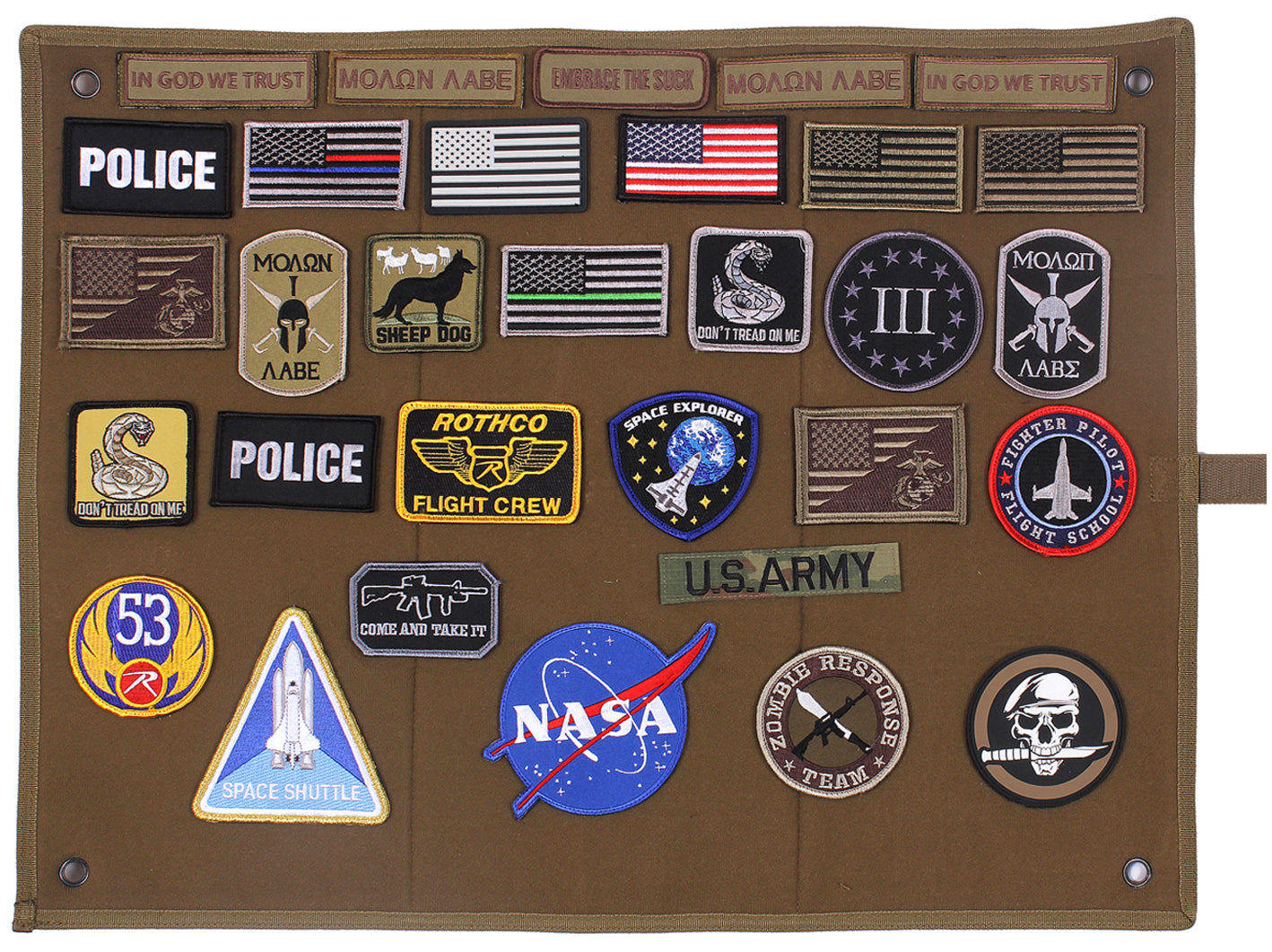 Rothco Hook & Loop Morale Patch Board - Hanging Roll-Up Insignia Accessory Board