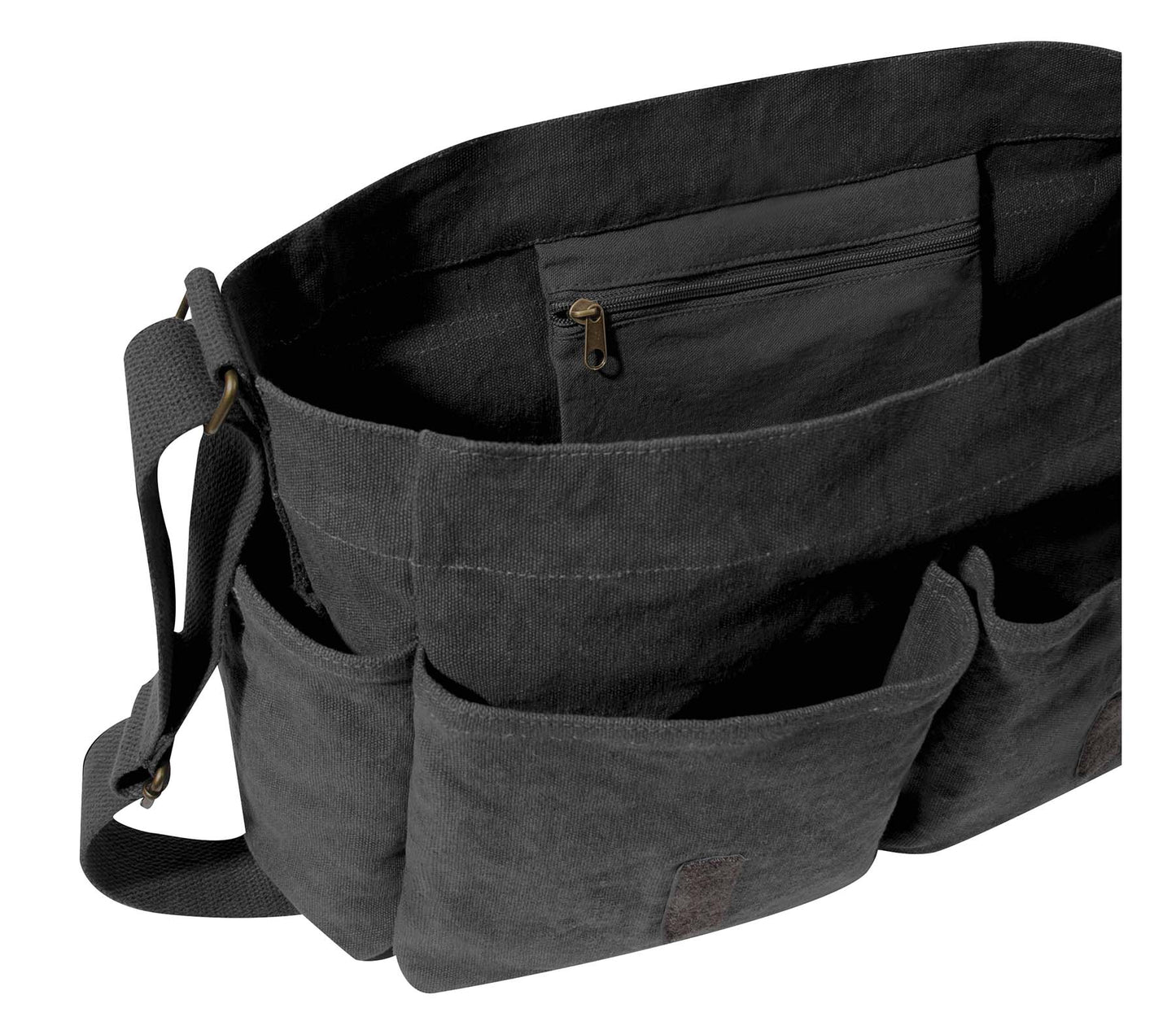 Charcoal Grey Vintage Look Unwashed Canvas Tactical Messenger Bag 15x11x6