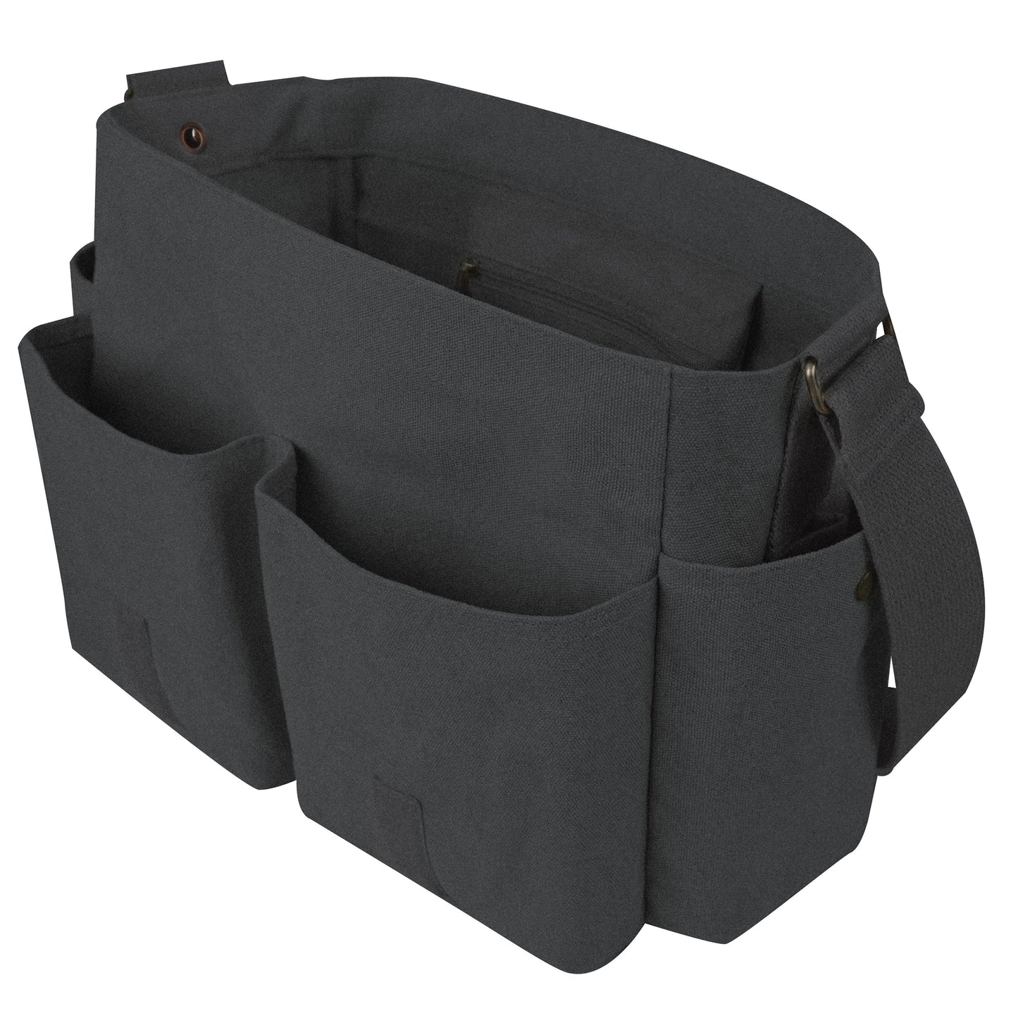 Charcoal Grey Vintage Look Unwashed Canvas Tactical Messenger Bag 15x11x6