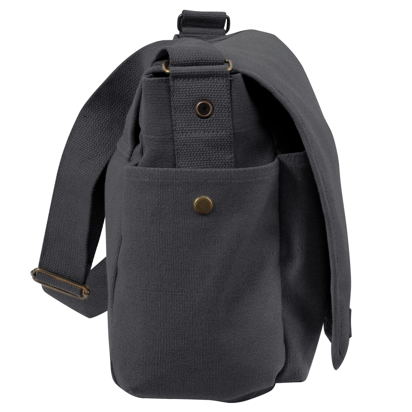 Charcoal Grey Vintage Look Unwashed Canvas Tactical Messenger Bag 15x11x6