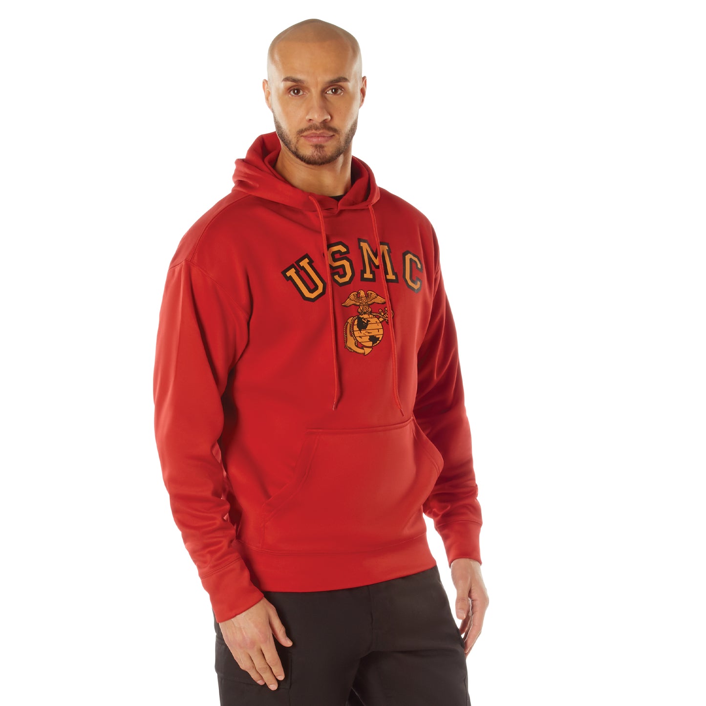 Red USMC Eagle Globe and Anchor Pullover Hooded Sweatshirt Hoodie